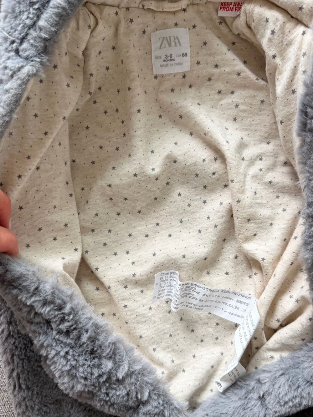 Zara Baby Blue 3-6M Teddy Bear Footie - Picture 3 of 8